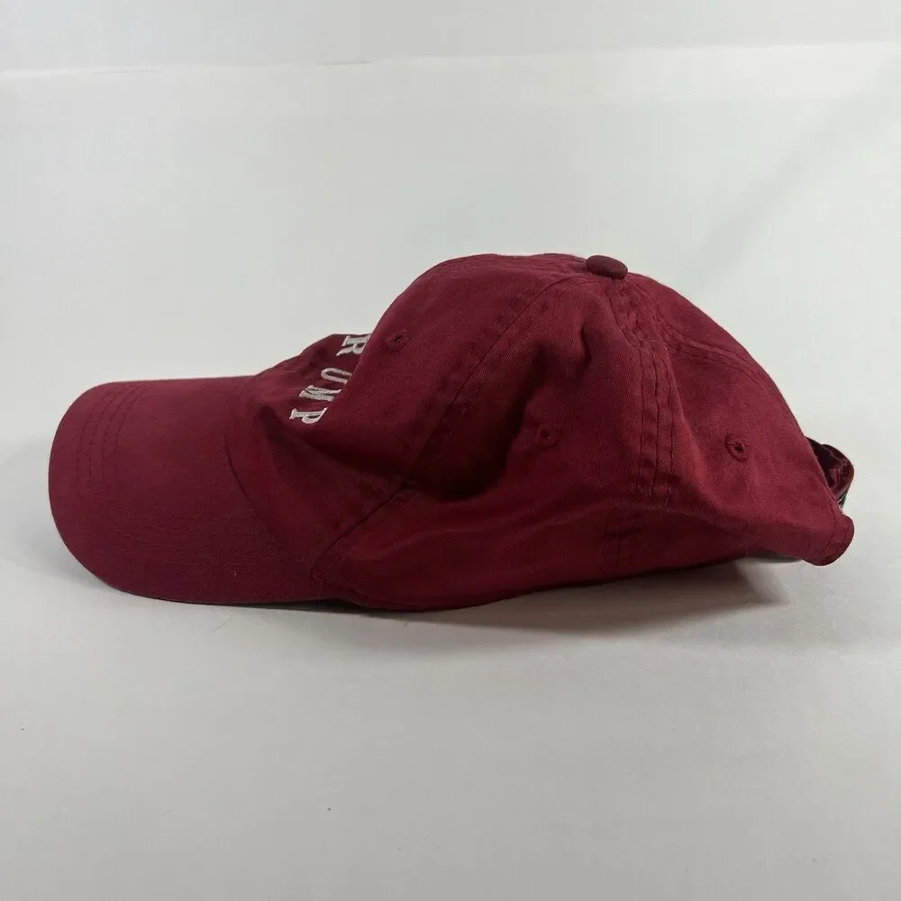 Trump Golf Hat Red Strapback Ahead Lightweight USA Flag Adjustable Cap Preowned